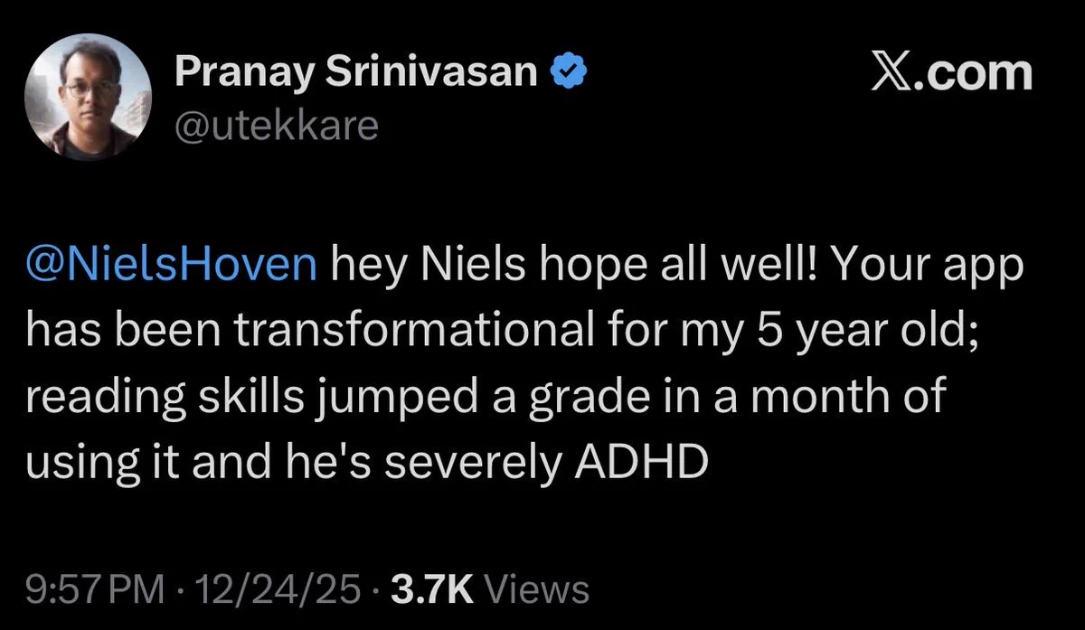 A parent reports a grade of reading progress in a month for their five-year-old, who has ADHD.